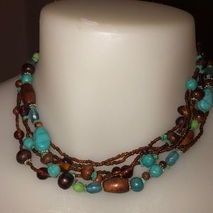 Brown and teal necklace